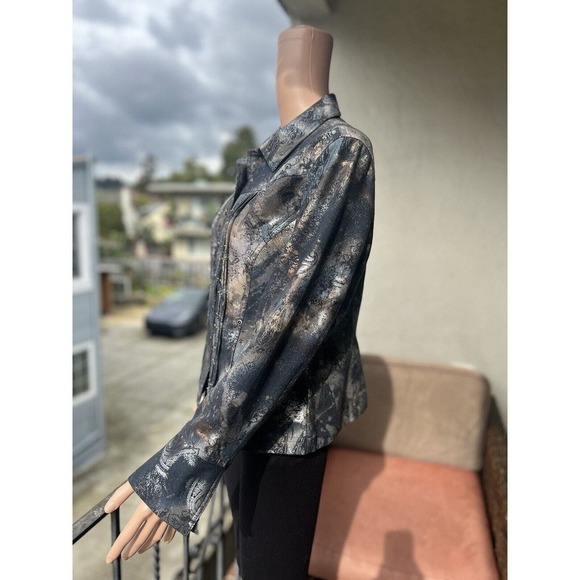 Coldwater Creek Womens Snap Jacket Size P14 Celestial Beaded Blue/Gray/Silver - Picture 2 of 8